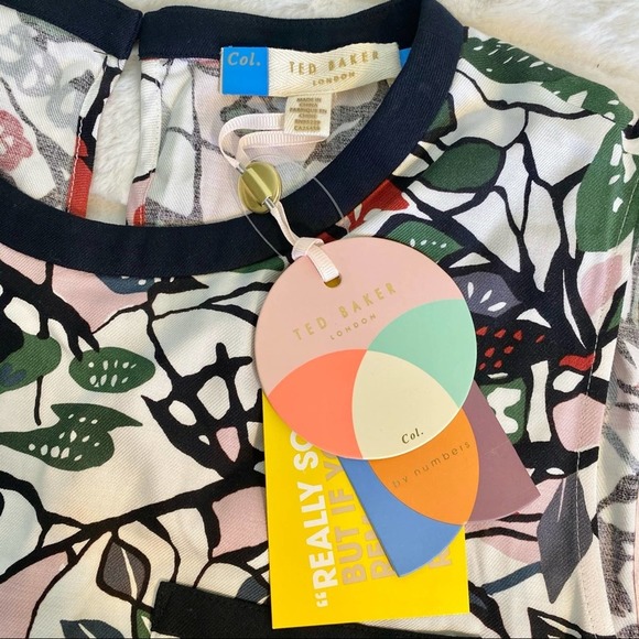 NWT Ted Baker Bias Cut Drop Waist Floral Dress - Picture 7 of 10